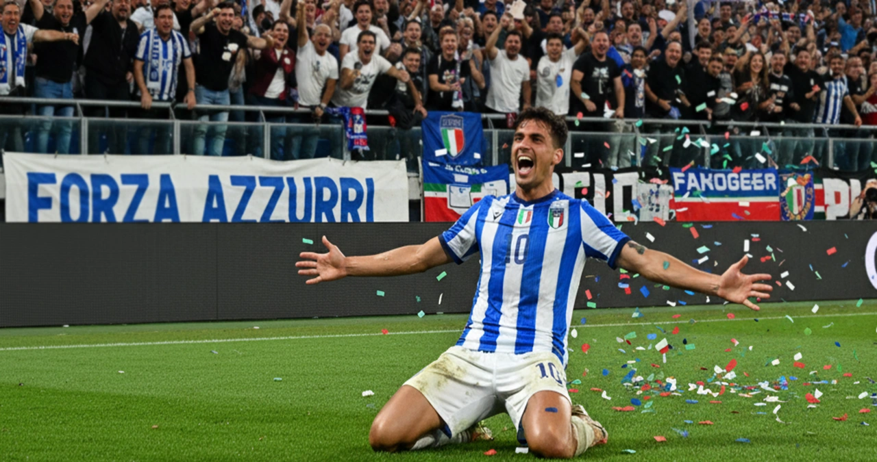Calciatore che corre verso la curva esultando dopo un gol