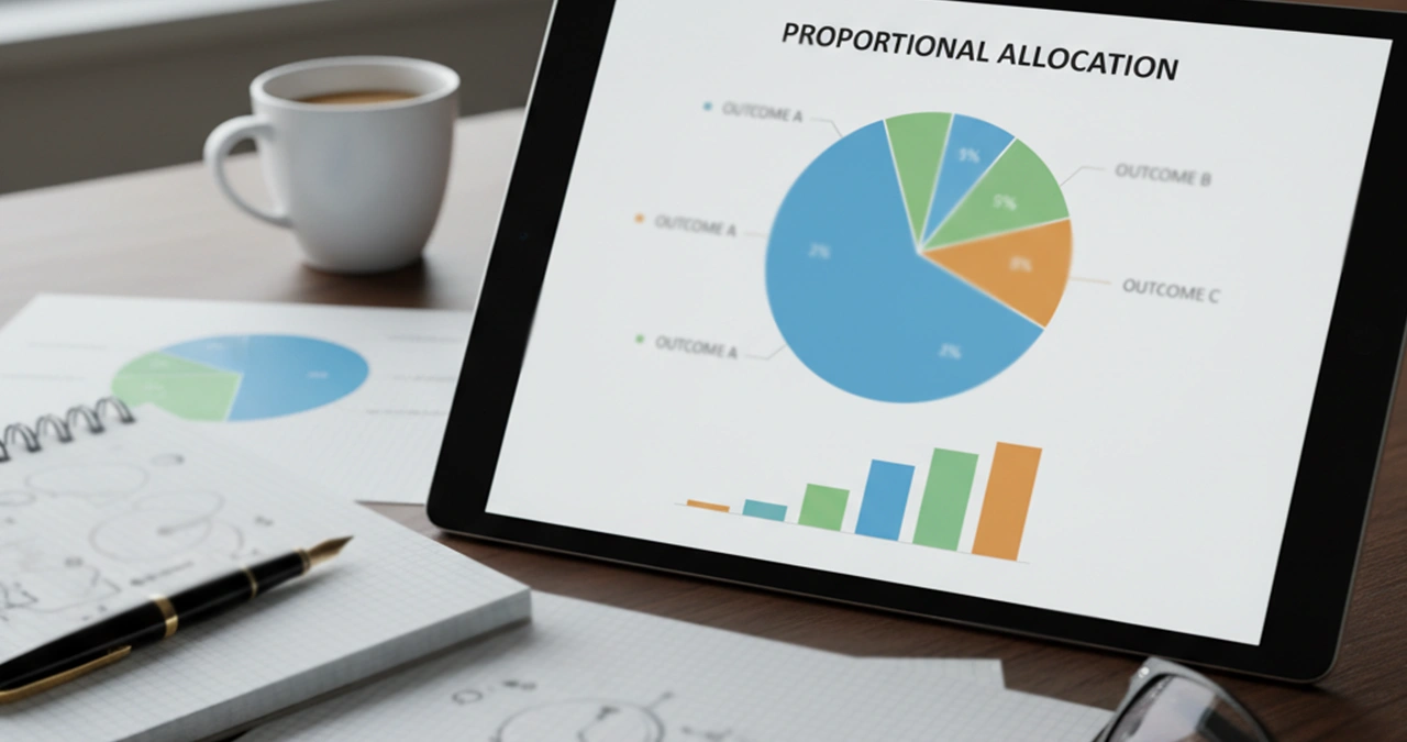 Schema visivo della distribuzione delle puntate su più esiti
