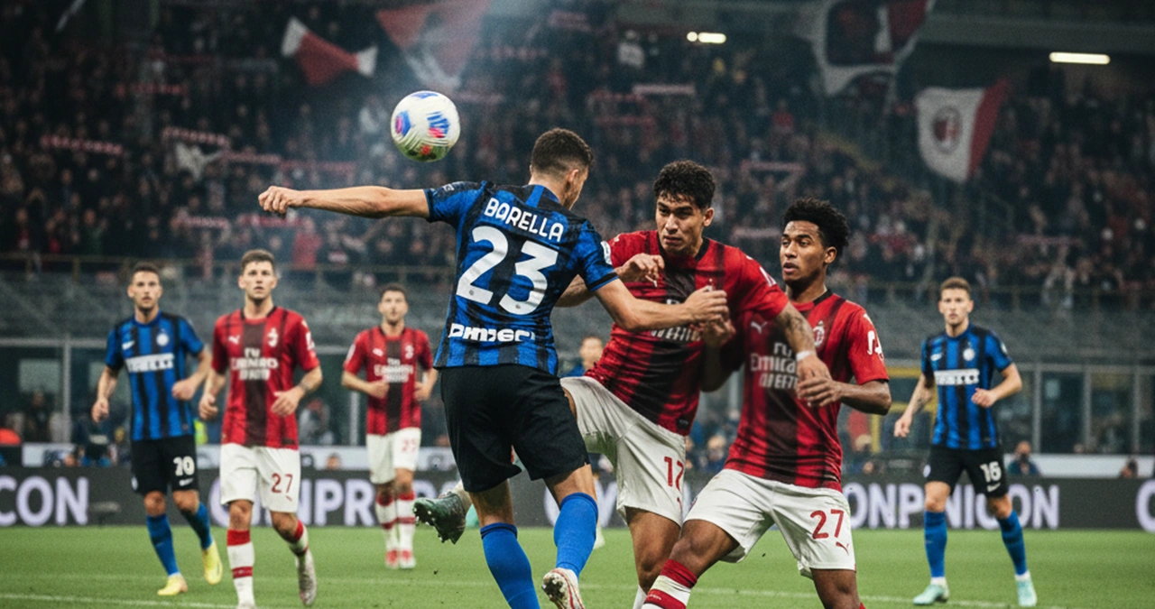 Azione di gioco durante una partita di Serie A con i giocatori in campo