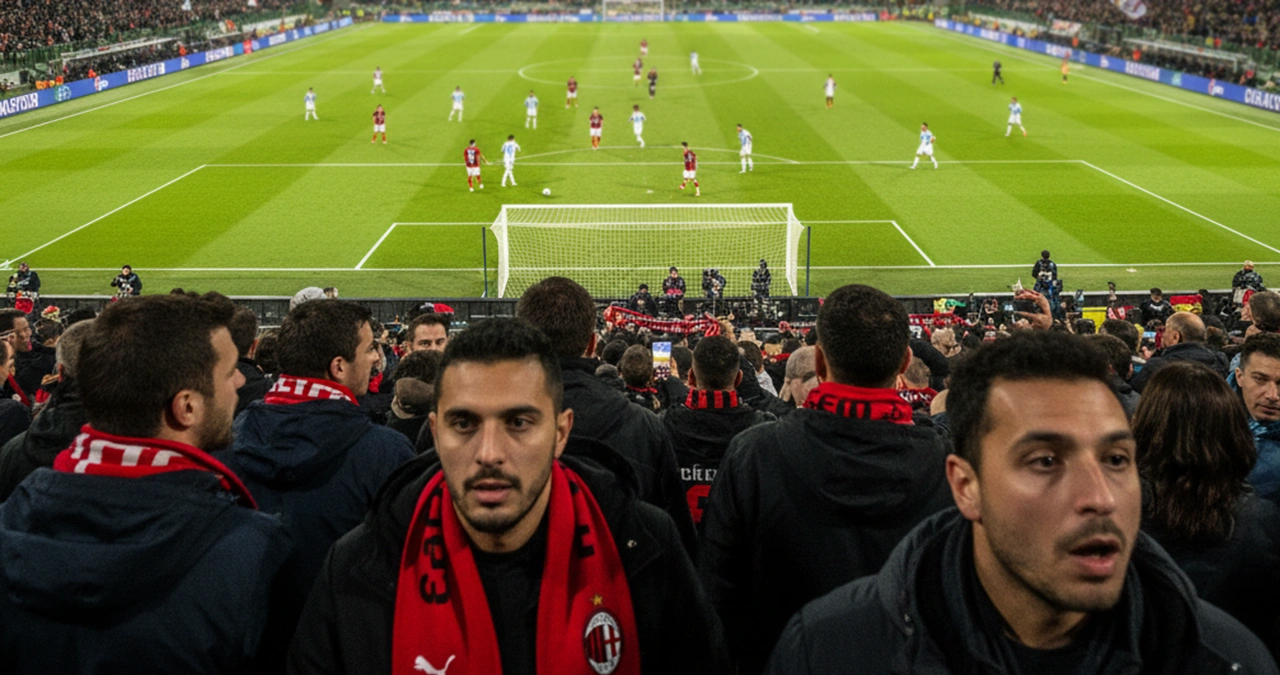 Azione di gioco durante una partita di calcio di Serie A vista dalla tribuna