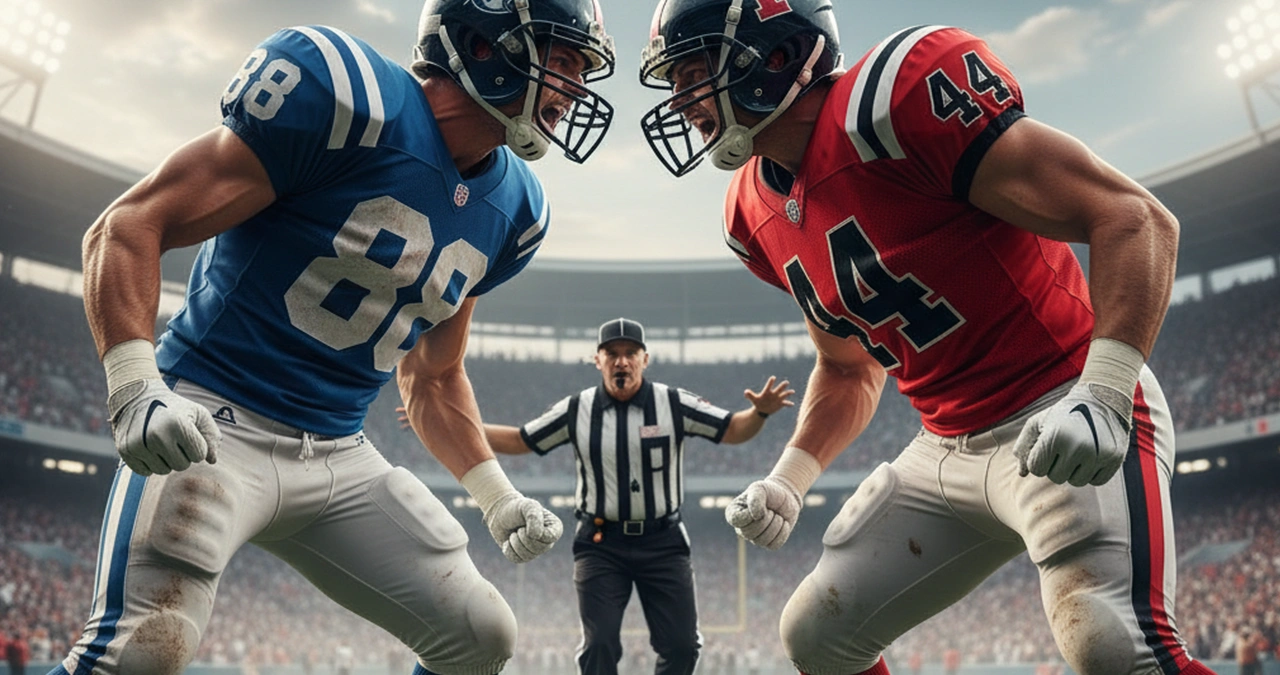 Giocatori di due squadre rivali in un momento di confronto durante un derby