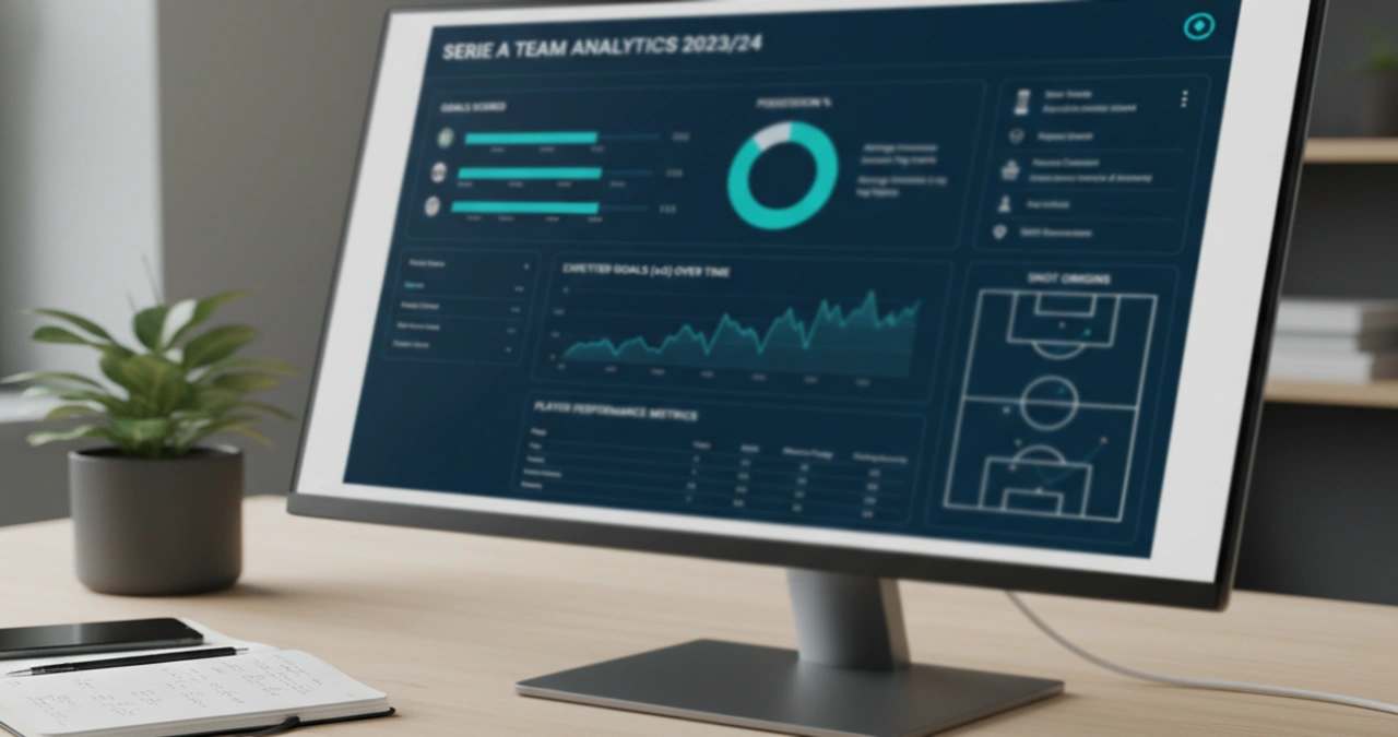 Schermo con statistiche dettagliate di squadre di Serie A
