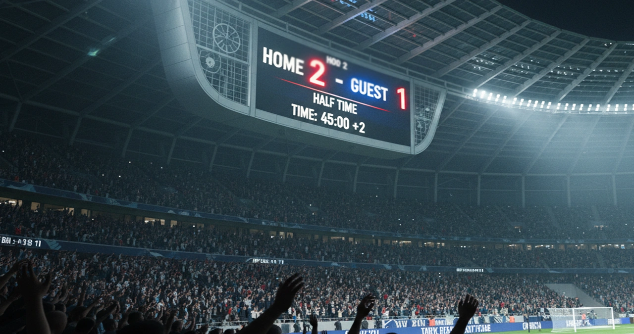 Tabellone luminoso dello stadio che mostra il risultato di una partita di Serie A