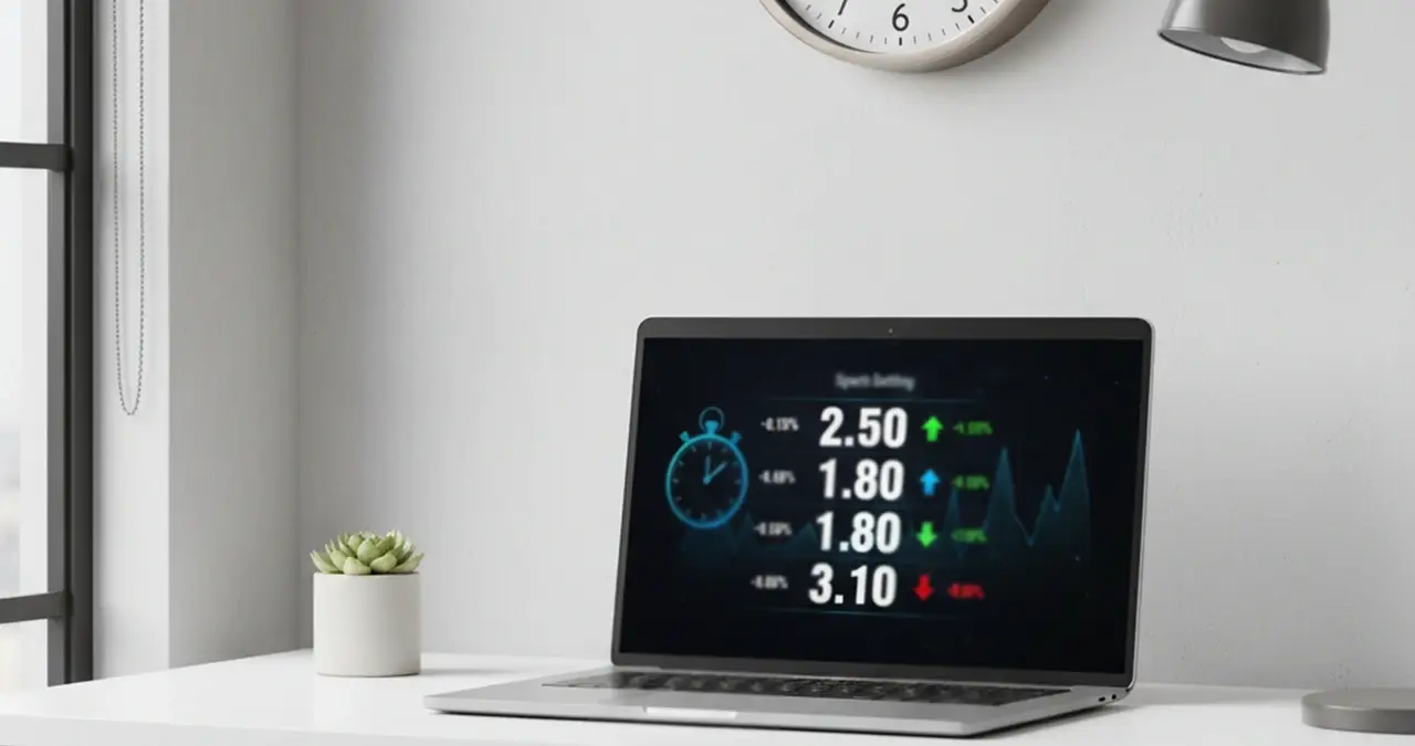 Orologio da parete accanto a uno schermo con quote in movimento